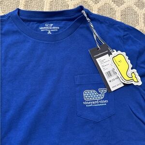 New boys Vineyard Vines Hanukkah whale glow in dark long sleeve pocket tee